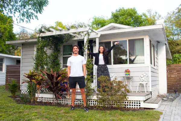 Aimara and Gordon in front of our Airbnb in Tampa