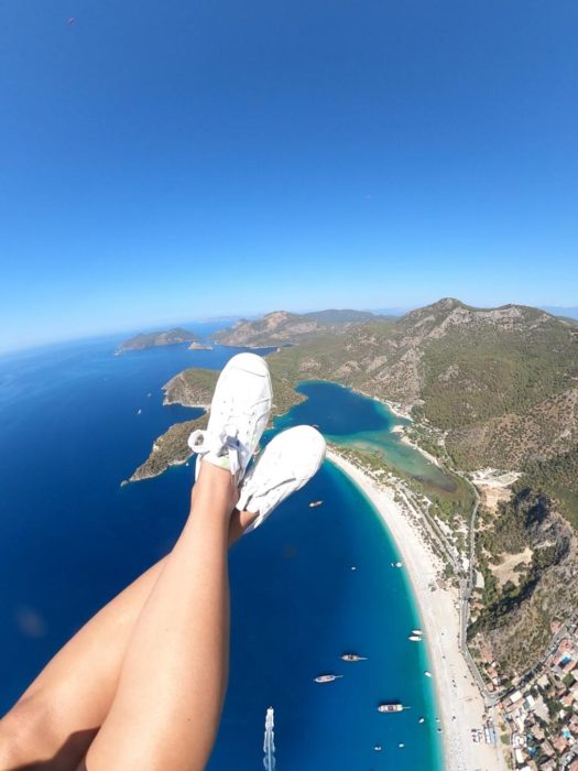 Aimara relaxing during her paragliding in Fethiye experience