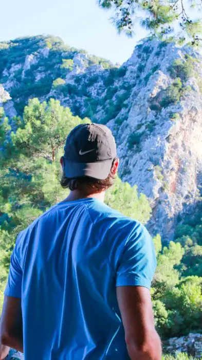Gordon looking at ancient Lycian ruins on Olympos beach