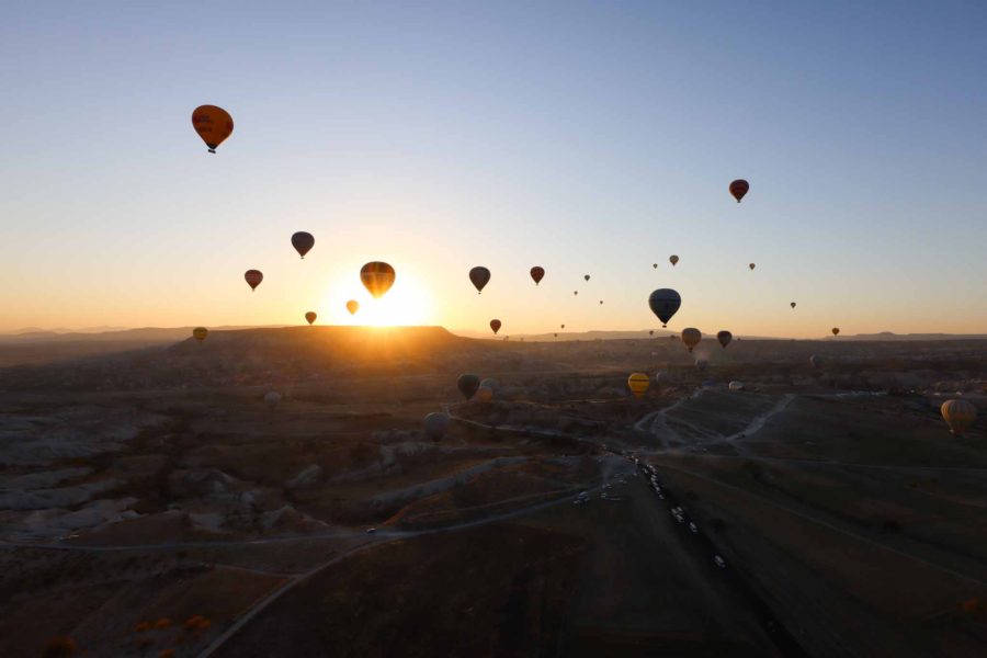 Cappadocia Turkey Sunrise View Of Hot Air Balloons