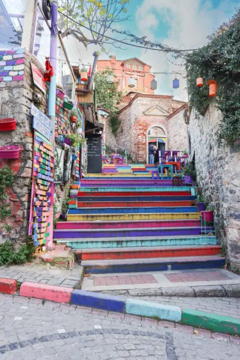 Colorful steps in Balata and Fener neighborhood 